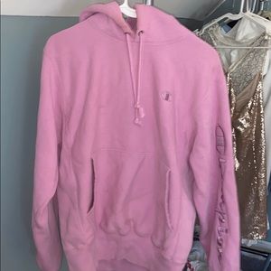 Pink champion reverse weave hoodie